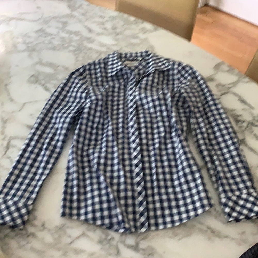 Navy and white check shirt